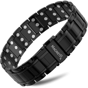 Magnetic Bracelet 3x Strength Titanium Magnetic Bracelet for Men (Black) MagnetRX