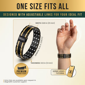 Magnetic Bracelet 3x Strength Titanium Magnetic Bracelet for Men (Black & Gold) MagnetRX