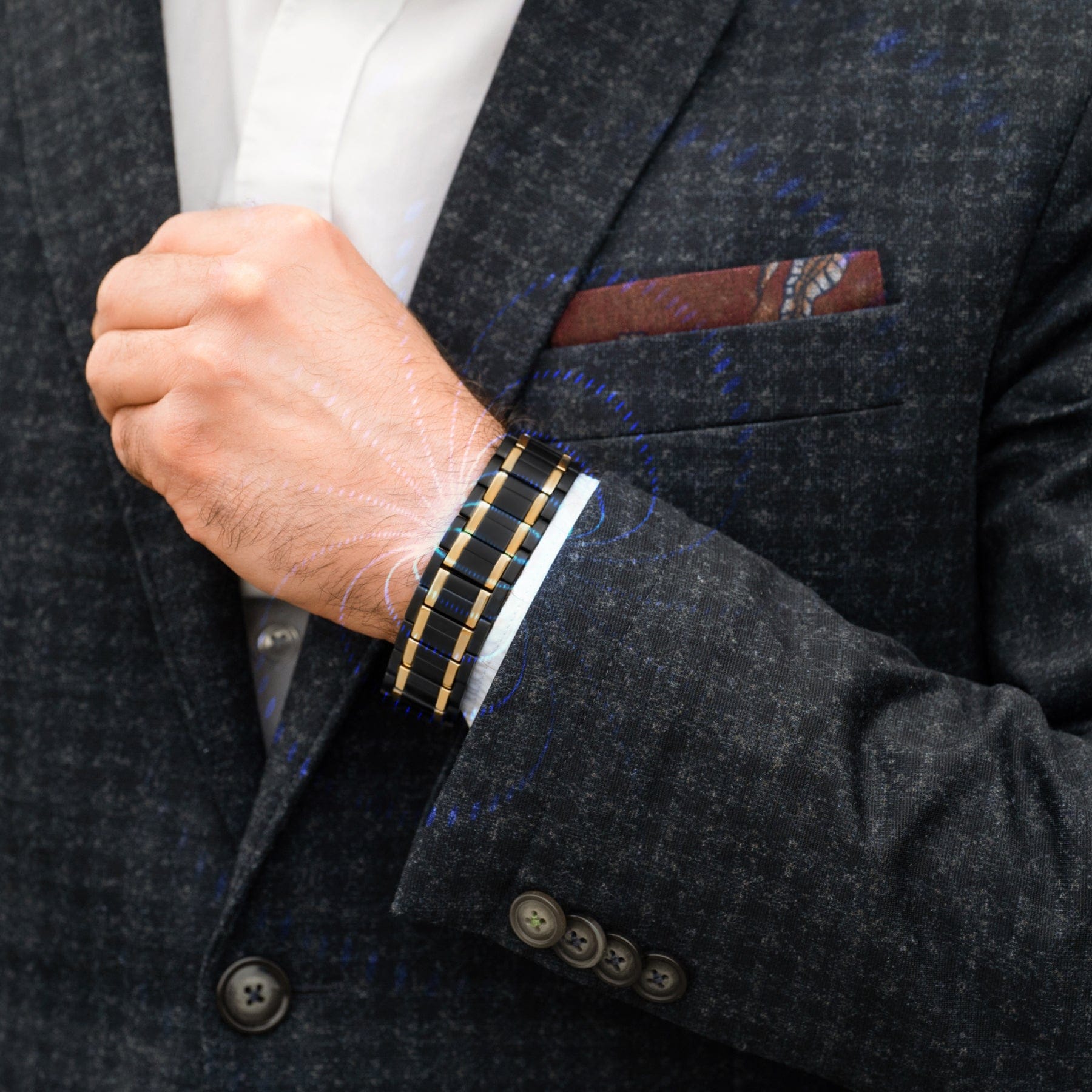 Magnetic Bracelet 3x Strength Titanium Magnetic Bracelet for Men (Black & Gold) MagnetRX