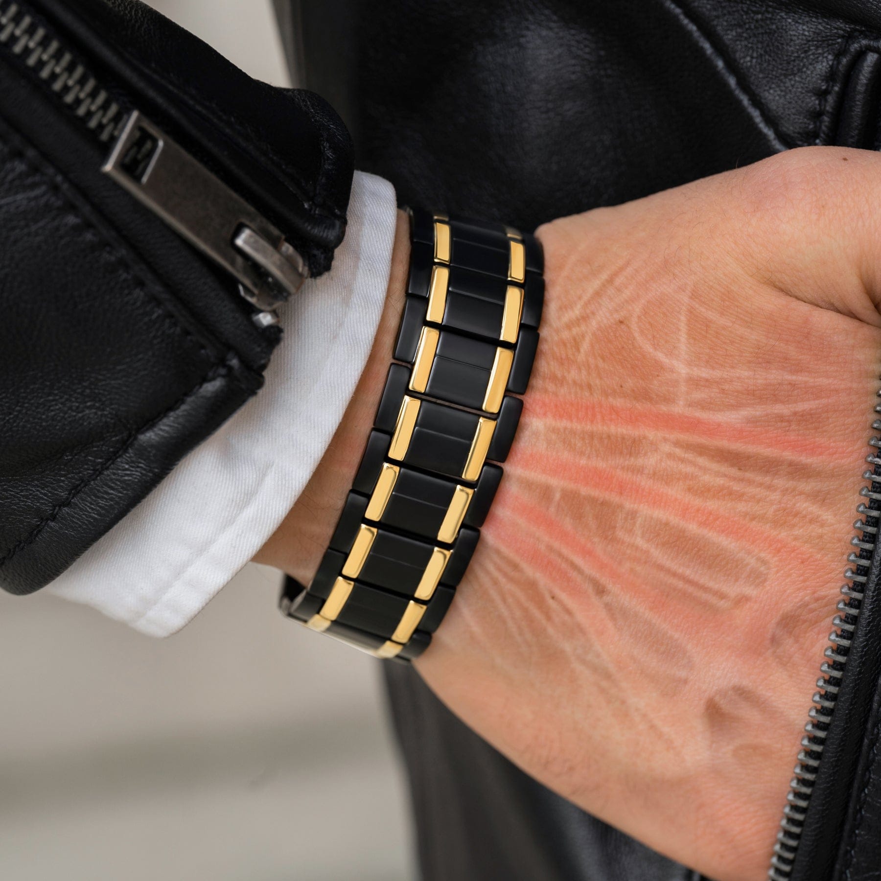 Magnetic Bracelet 3x Strength Titanium Magnetic Bracelet for Men (Black & Gold) MagnetRX