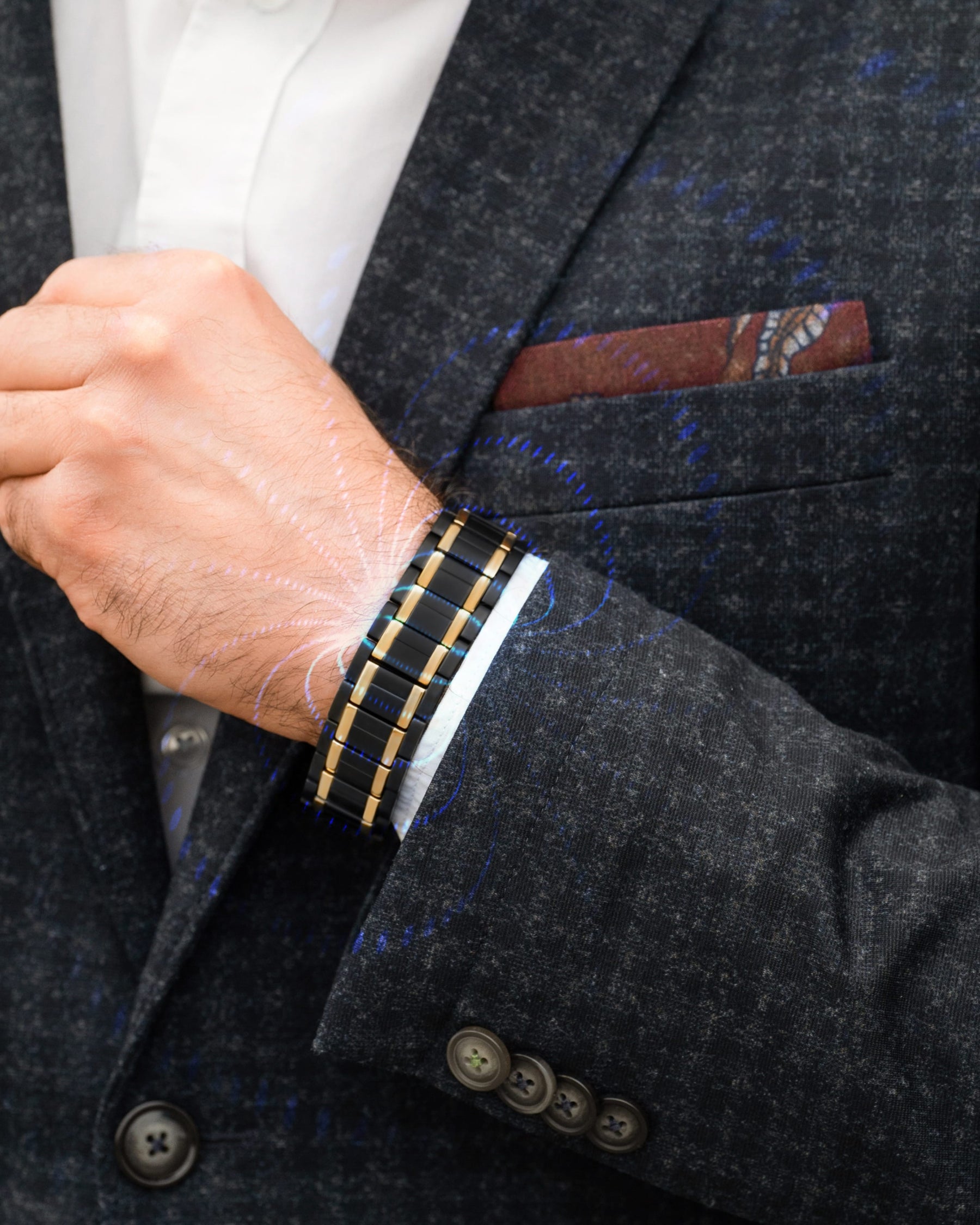 Magnetic Bracelet 3x Strength Titanium Magnetic Bracelet for Men (Black & Gold) MagnetRX