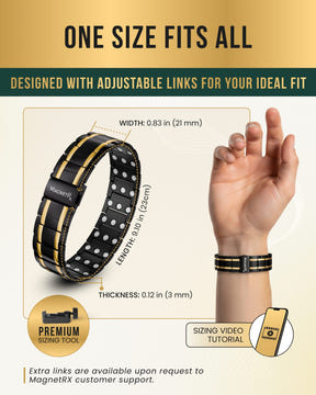 Magnetic Bracelet 3x Strength Titanium Magnetic Bracelet for Men (Black & Gold) MagnetRX