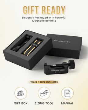 Magnetic Bracelet 3x Strength Titanium Magnetic Bracelet for Men (Black & Gold) MagnetRX