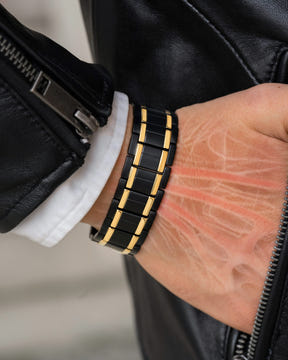 Magnetic Bracelet 3x Strength Titanium Magnetic Bracelet for Men (Black & Gold) MagnetRX
