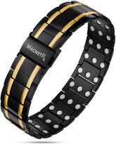 Magnetic Bracelet 3x Strength Titanium Magnetic Bracelet for Men (Black & Gold) MagnetRX