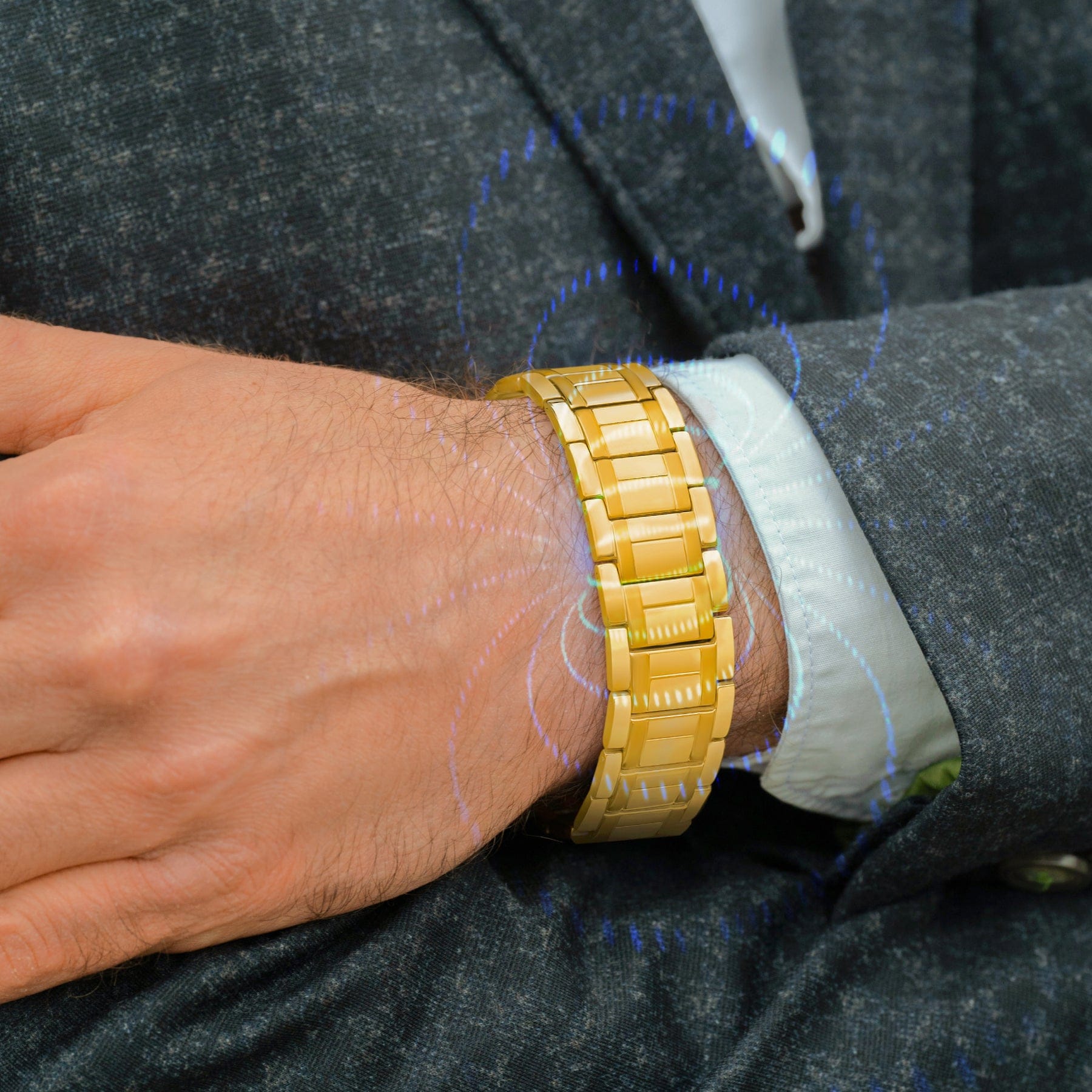 Magnetic Bracelet 3x Strength Titanium Magnetic Bracelet for Men (Gold) MagnetRX