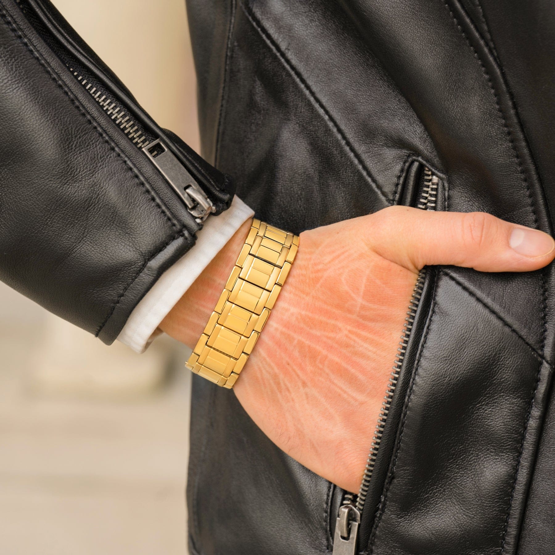 Magnetic Bracelet 3x Strength Titanium Magnetic Bracelet for Men (Gold) MagnetRX