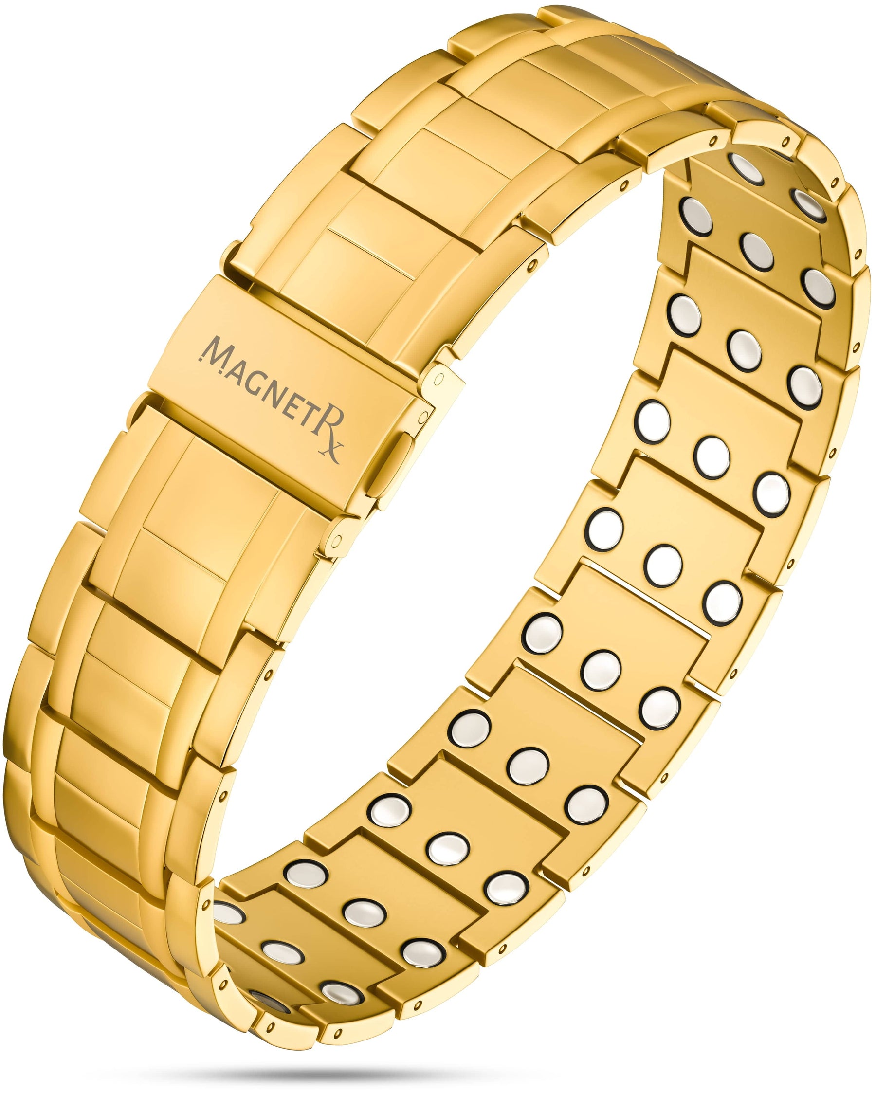 Magnetic Bracelet 3x Strength Titanium Magnetic Bracelet for Men (Gold) MagnetRX