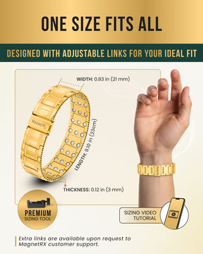Magnetic Bracelet 3x Strength Titanium Magnetic Bracelet for Men (Gold) MagnetRX