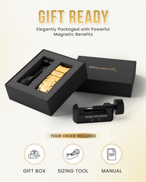 Magnetic Bracelet 3x Strength Titanium Magnetic Bracelet for Men (Gold) MagnetRX