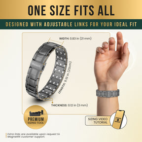 Magnetic Bracelet 3x Strength Titanium Magnetic Bracelet for Men (Gunmetal) MagnetRX