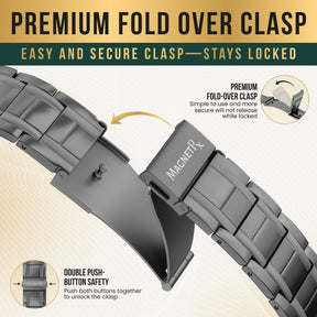 Magnetic Bracelet 3x Strength Titanium Magnetic Bracelet for Men (Gunmetal) MagnetRX