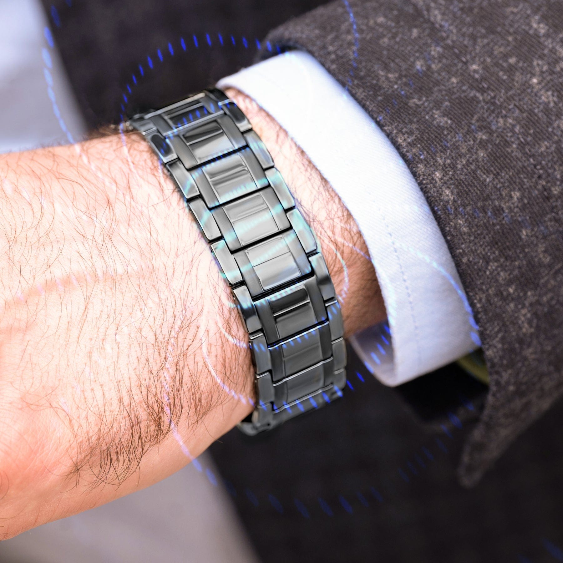 Magnetic Bracelet 3x Strength Titanium Magnetic Bracelet for Men (Gunmetal) MagnetRX