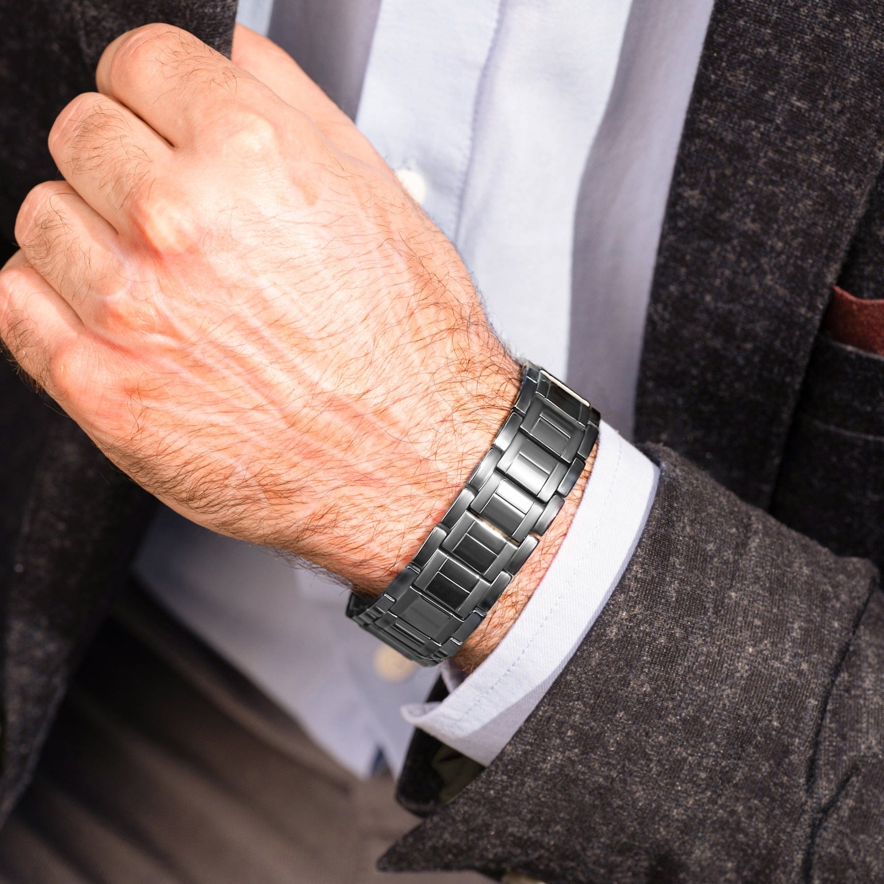 Magnetic Bracelet 3x Strength Titanium Magnetic Bracelet for Men (Gunmetal) MagnetRX