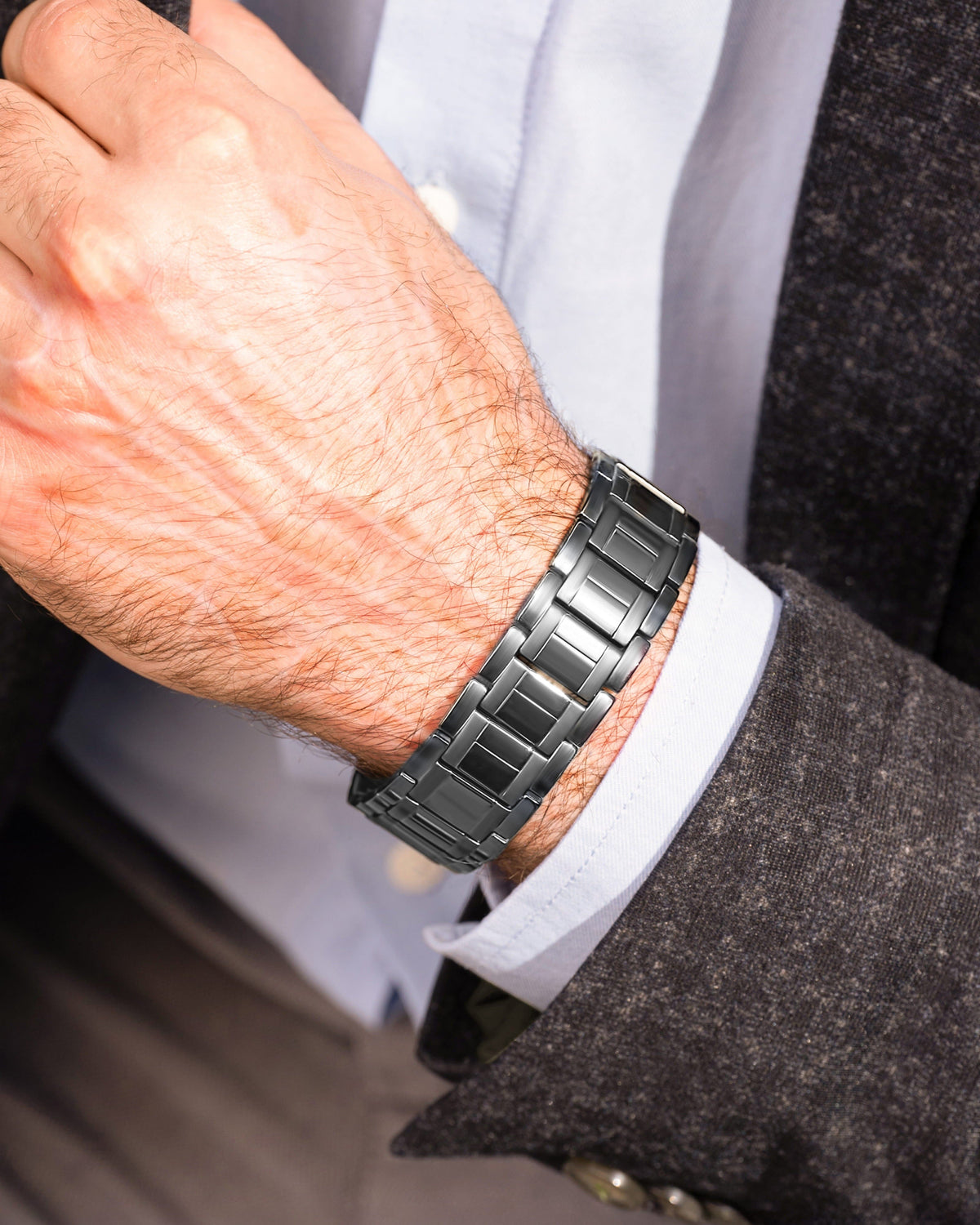 Magnetic Bracelet 3x Strength Titanium Magnetic Bracelet for Men (Gunmetal) MagnetRX