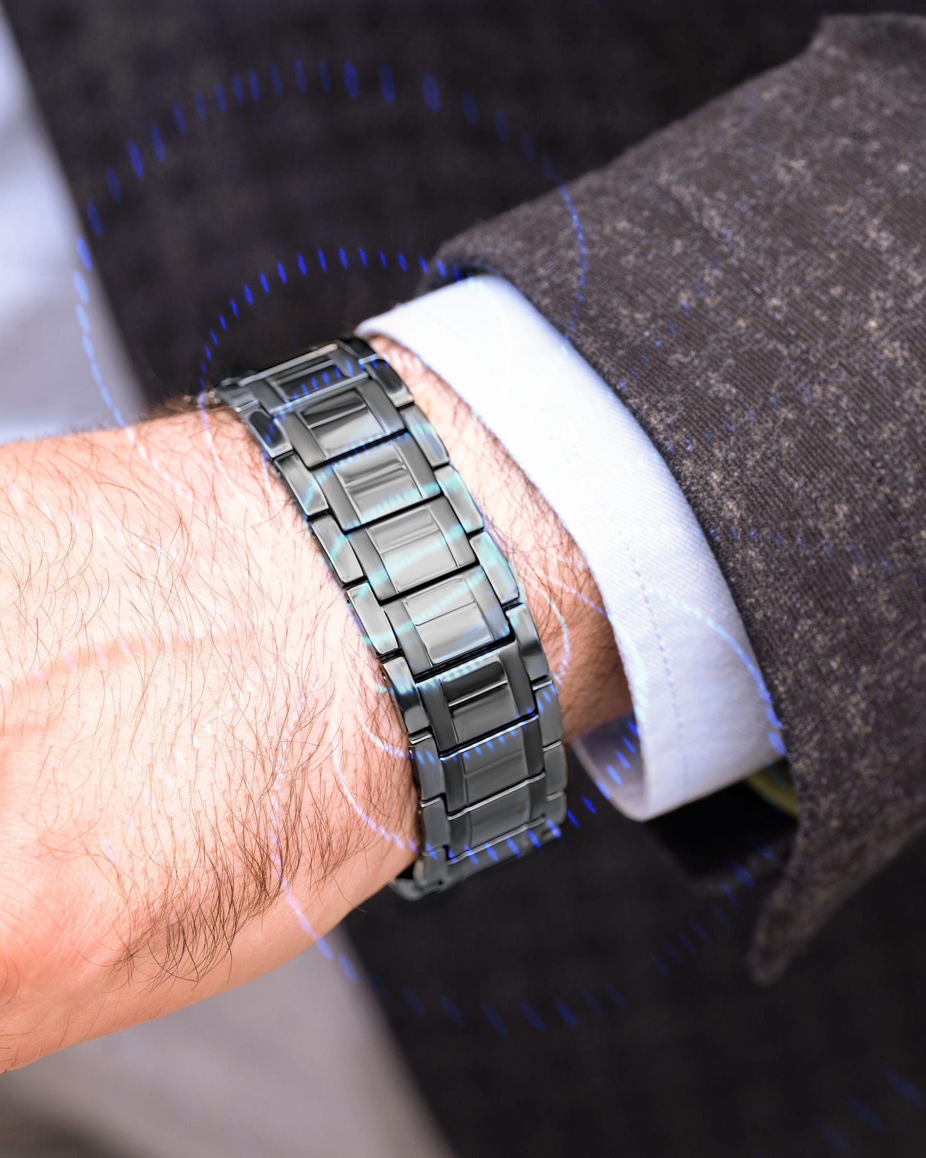 Magnetic Bracelet 3x Strength Titanium Magnetic Bracelet for Men (Gunmetal) MagnetRX