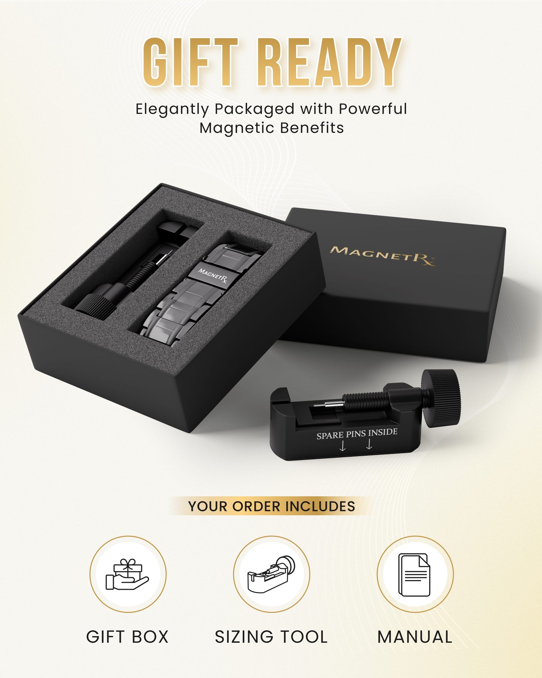 Magnetic Bracelet 3x Strength Titanium Magnetic Bracelet for Men (Gunmetal) MagnetRX