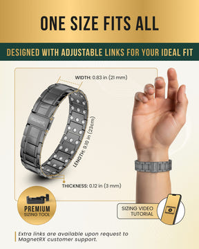 Magnetic Bracelet 3x Strength Titanium Magnetic Bracelet for Men (Gunmetal) MagnetRX