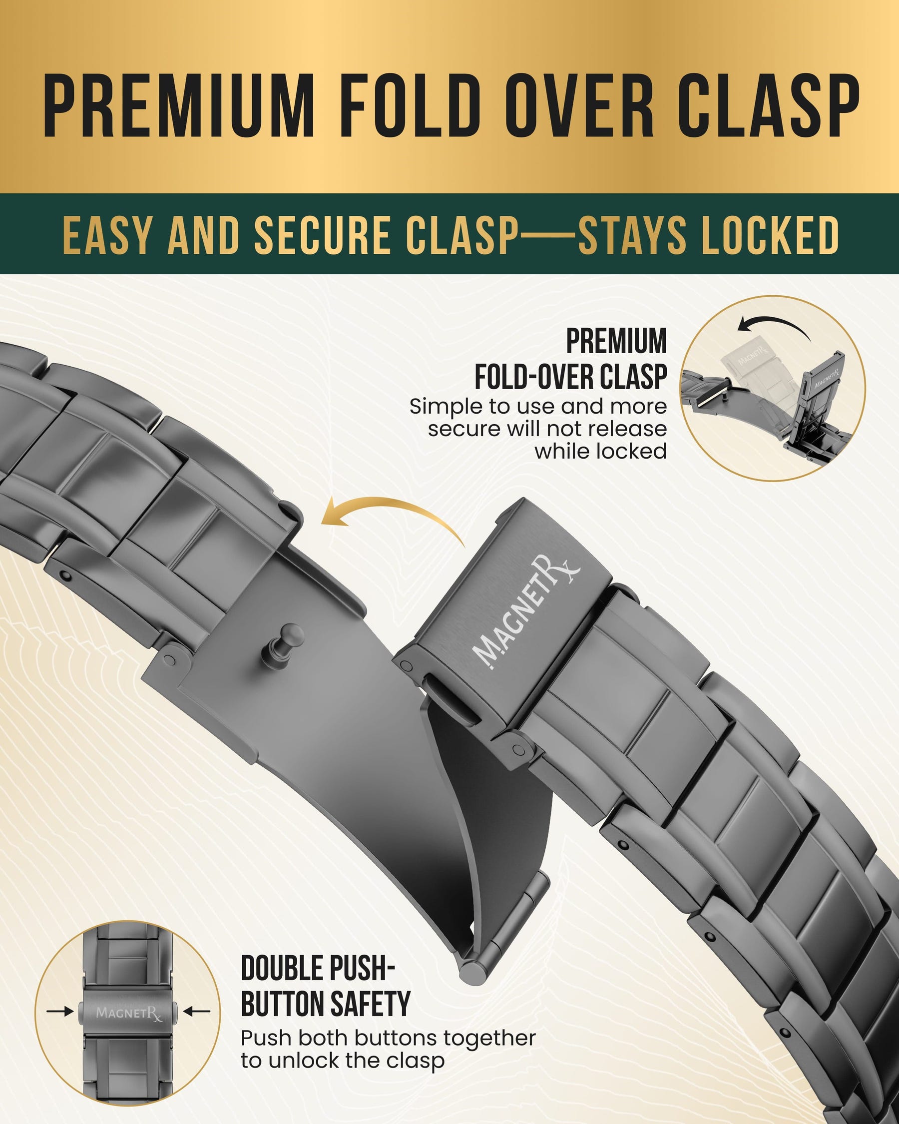 Magnetic Bracelet 3x Strength Titanium Magnetic Bracelet for Men (Gunmetal) MagnetRX