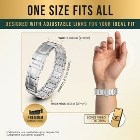 Magnetic Bracelet 3x Strength Titanium Magnetic Bracelet for Men (Silver) MagnetRX