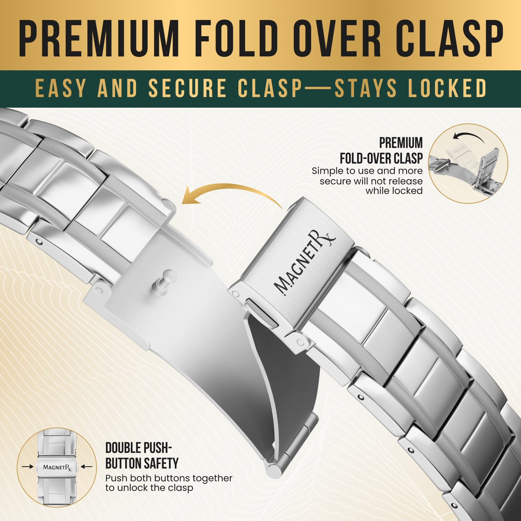 Magnetic Bracelet 3x Strength Titanium Magnetic Bracelet for Men (Silver) MagnetRX