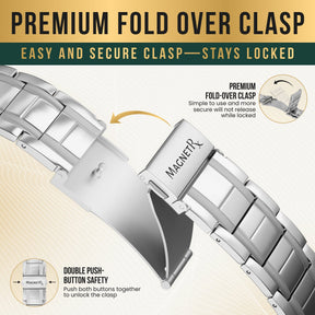 Magnetic Bracelet 3x Strength Titanium Magnetic Bracelet for Men (Silver) MagnetRX