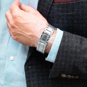 Magnetic Bracelet 3x Strength Titanium Magnetic Bracelet for Men (Silver) MagnetRX