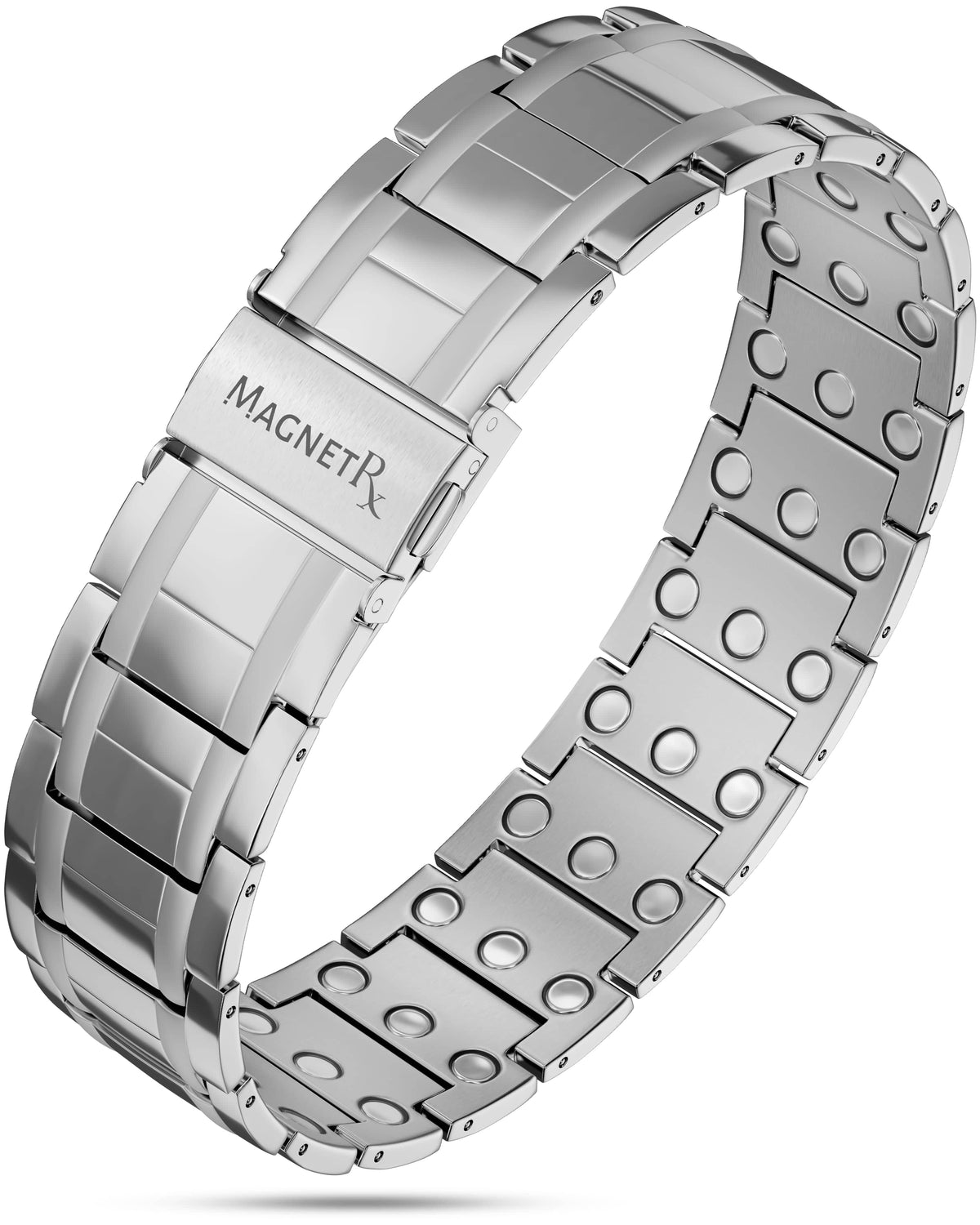Magnetic Bracelet 3x Strength Titanium Magnetic Bracelet for Men (Silver) MagnetRX