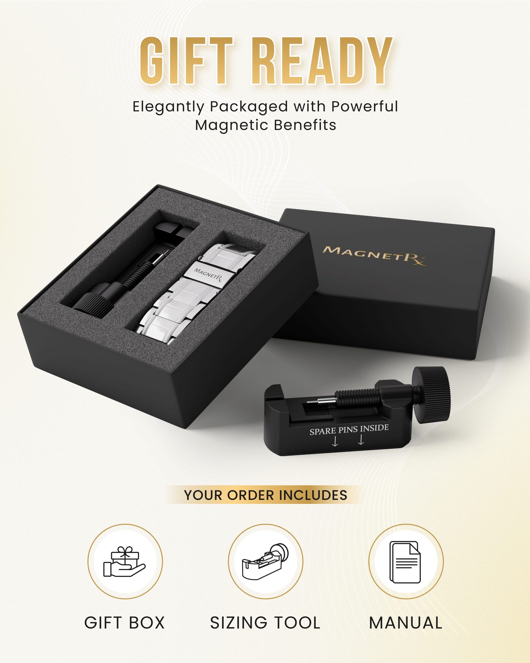 Magnetic Bracelet 3x Strength Titanium Magnetic Bracelet for Men (Silver) MagnetRX