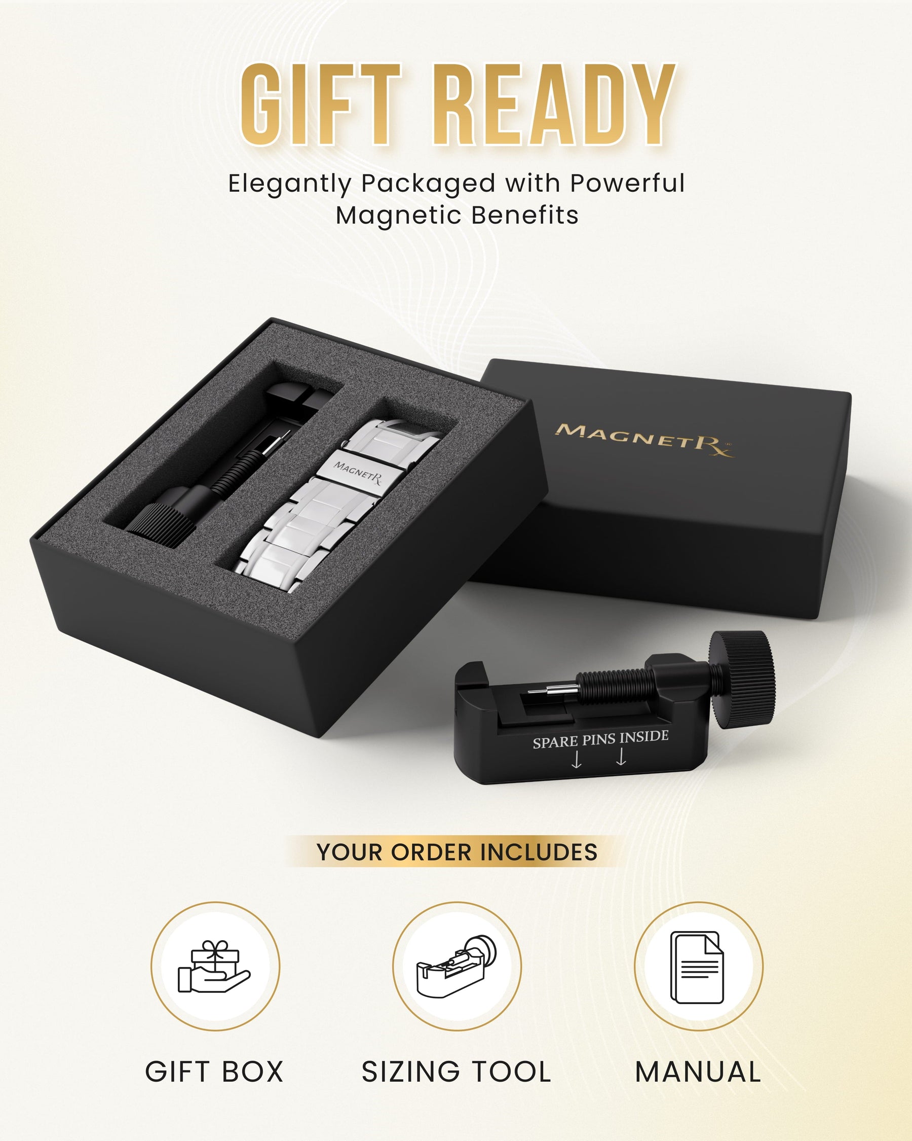 Magnetic Bracelet 3x Strength Titanium Magnetic Bracelet for Men (Silver) MagnetRX