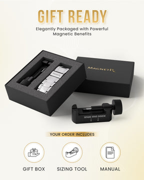 Magnetic Bracelet 3x Strength Titanium Magnetic Bracelet for Men (Silver) MagnetRX