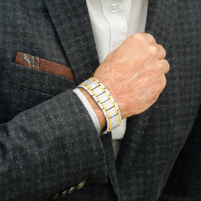 Magnetic Bracelet 3x Strength Titanium Magnetic Bracelet for Men (Silver & Gold) MagnetRX