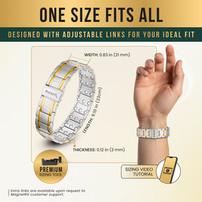 Magnetic Bracelet 3x Strength Titanium Magnetic Bracelet for Men (Silver & Gold) MagnetRX