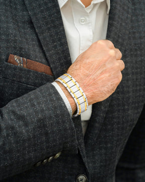 Magnetic Bracelet 3x Strength Titanium Magnetic Bracelet for Men (Silver & Gold) MagnetRX