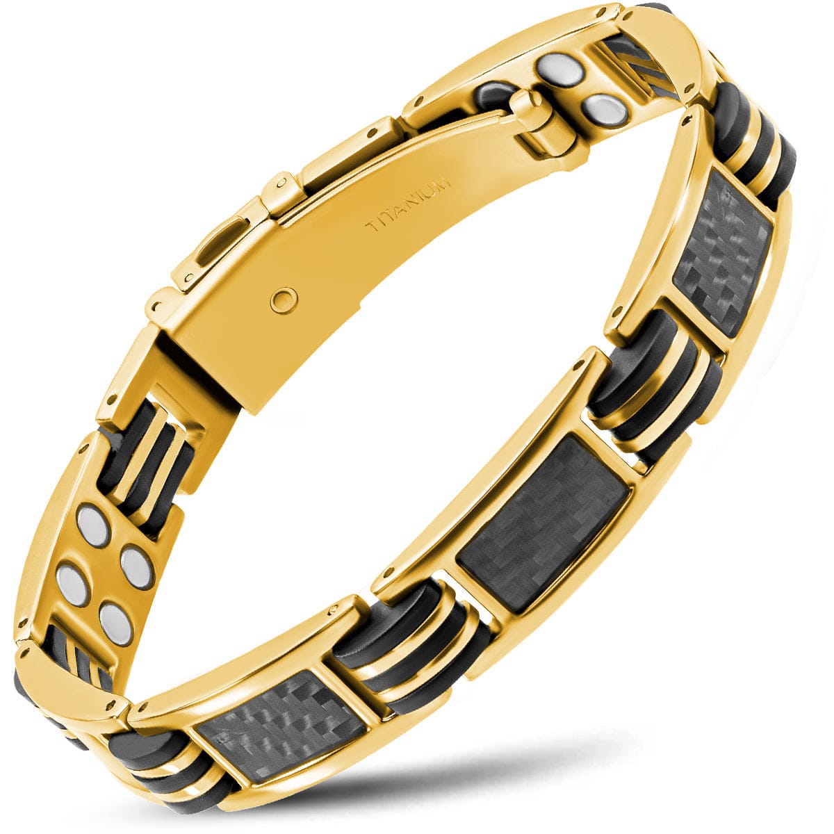 Magnetic Bracelet Carbon Fiber Magnetic Bracelet for Men (Gold) MagnetRX