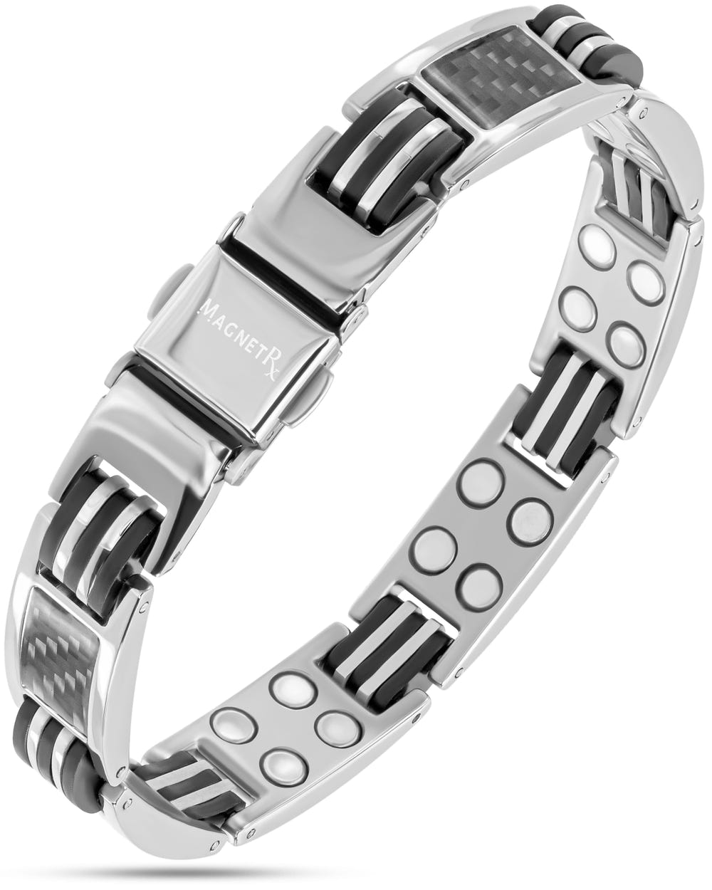 Silver Carbon Fiber Magnetic Bracelet - MagnetRX