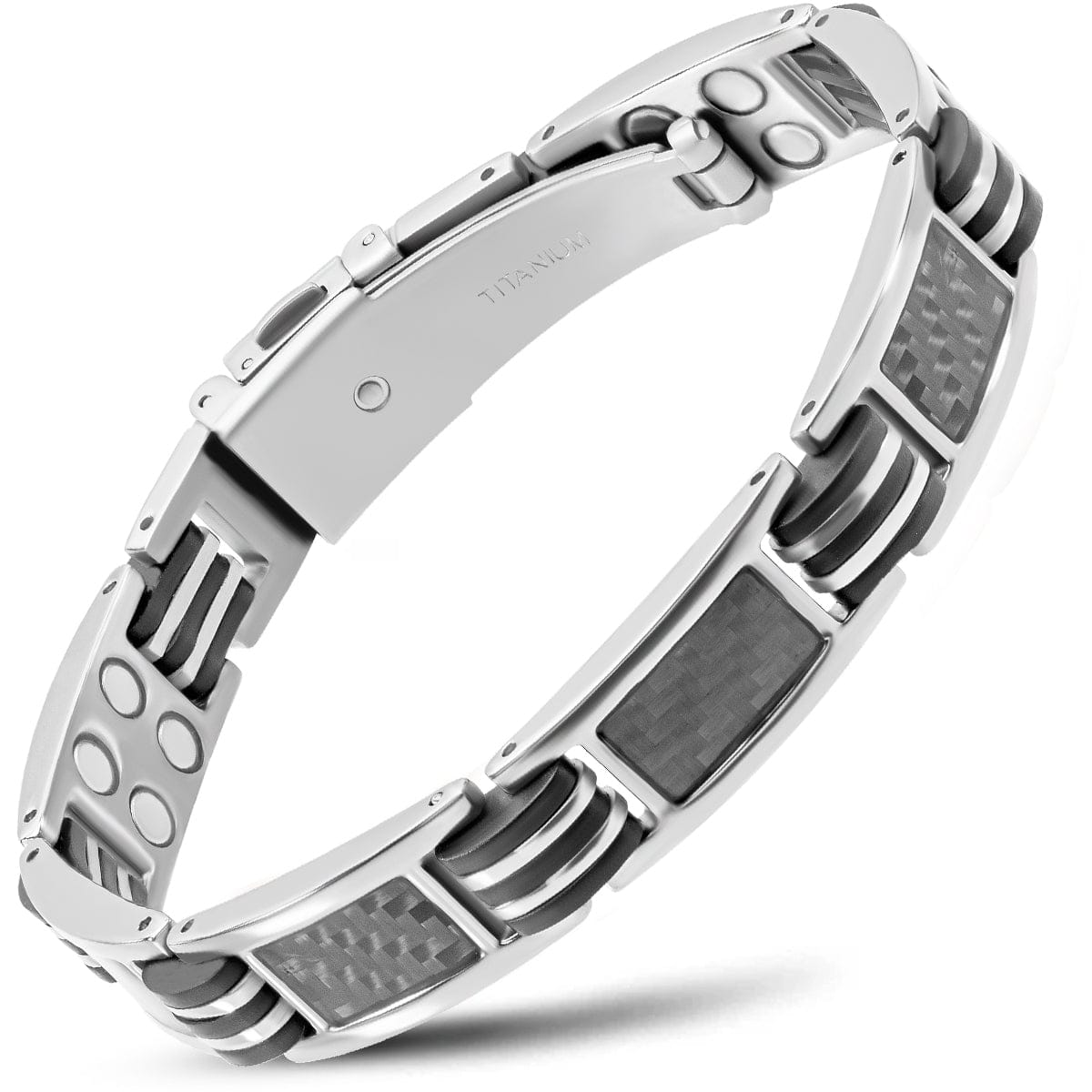 Magnetic Bracelet Carbon Fiber Magnetic Bracelet for Men (Silver) MagnetRX