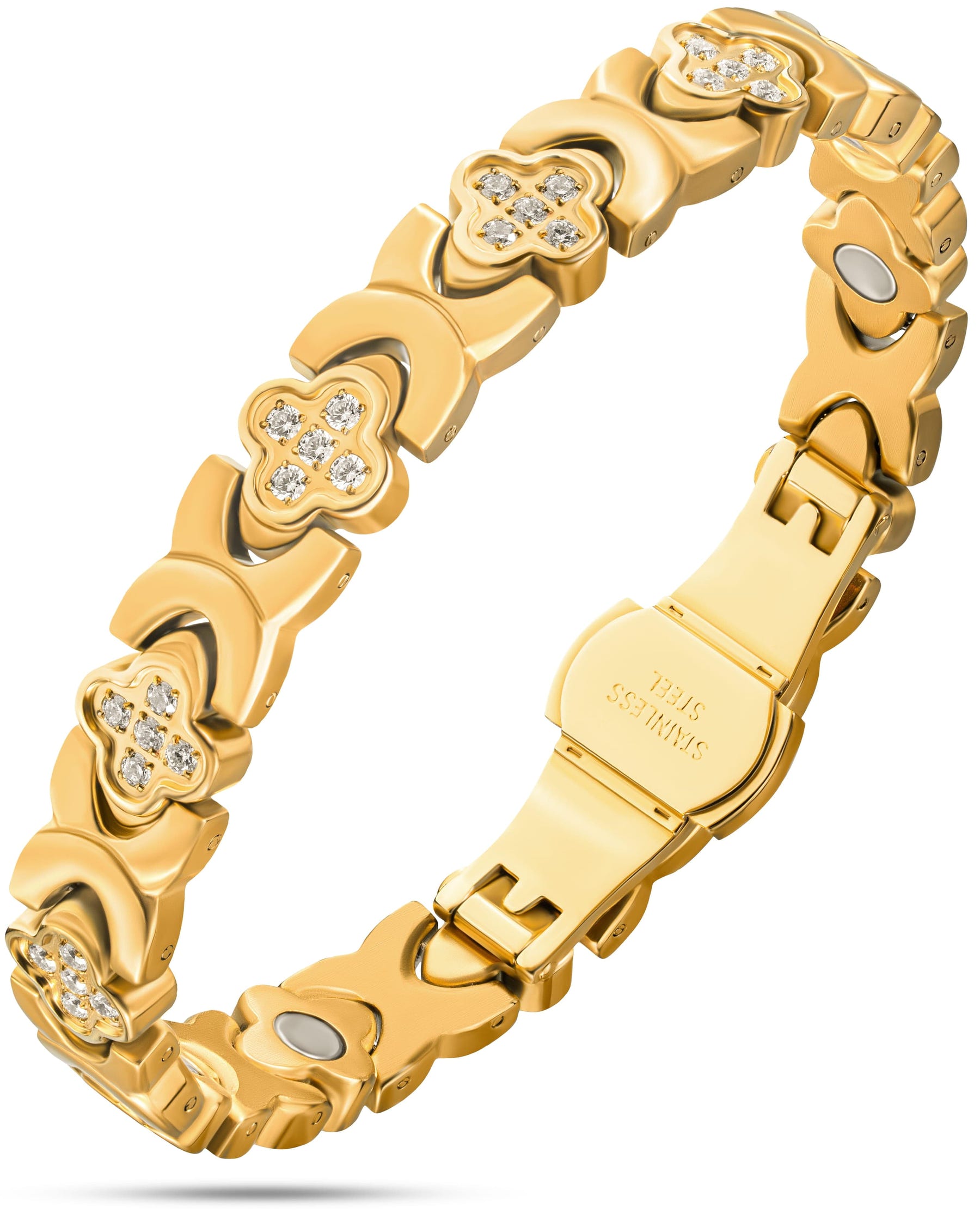 Magnetic Bracelet Clover Magnetic Bracelet for Women (Gold) MagnetRX