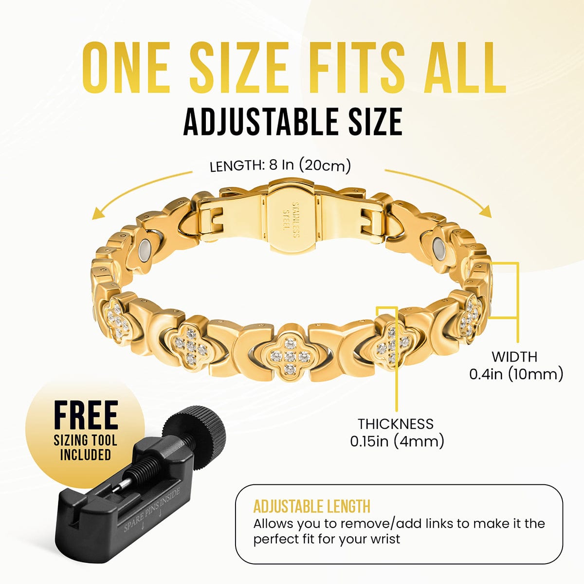 Clover Magnetic Bracelet for Women (Gold)