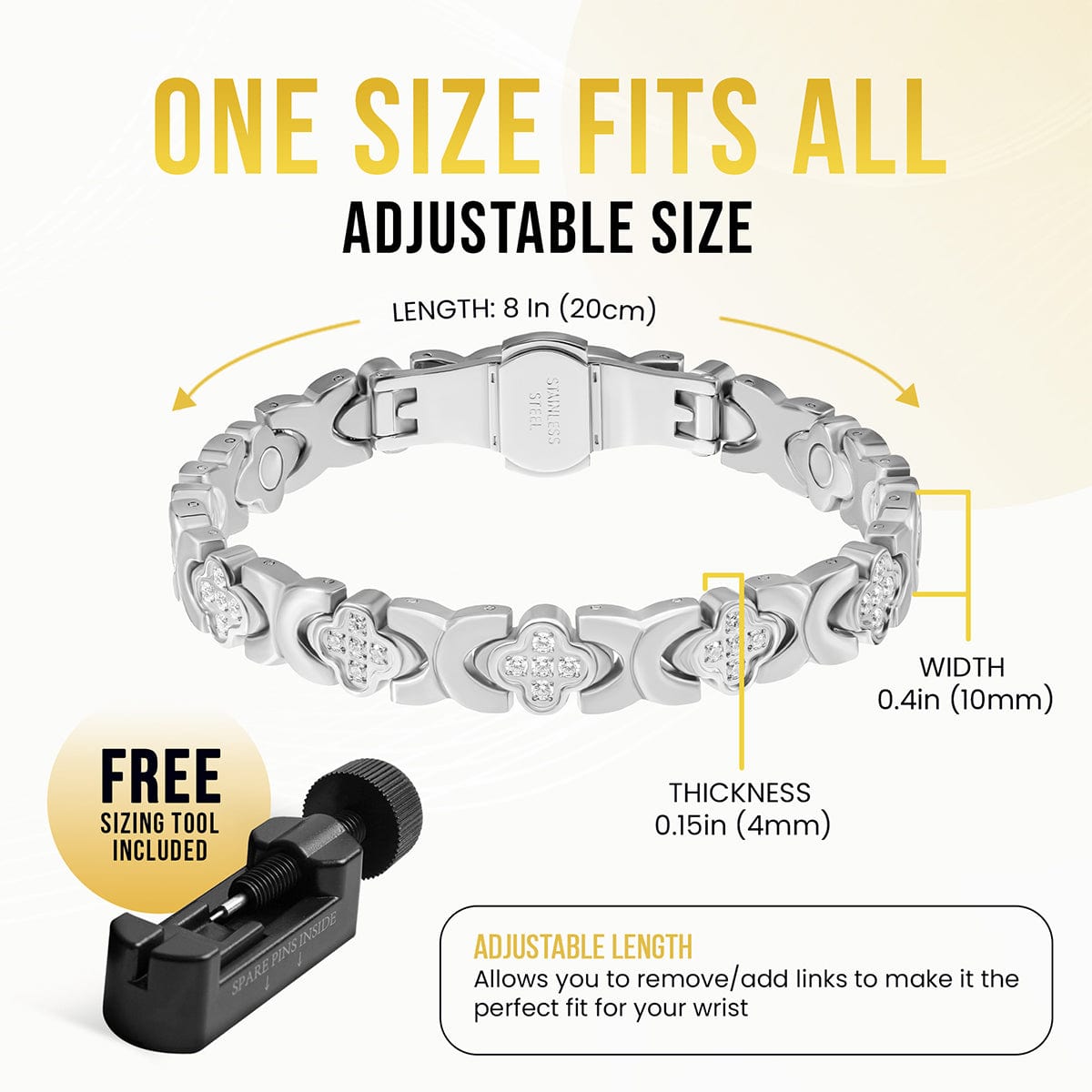 Clover Magnetic Bracelet for Women (Silver)