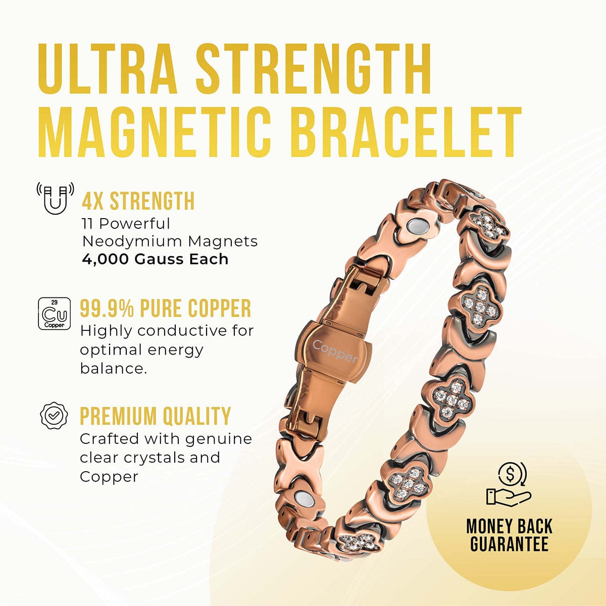 Copper Clover Magnetic Bracelet Women - MagnetRX