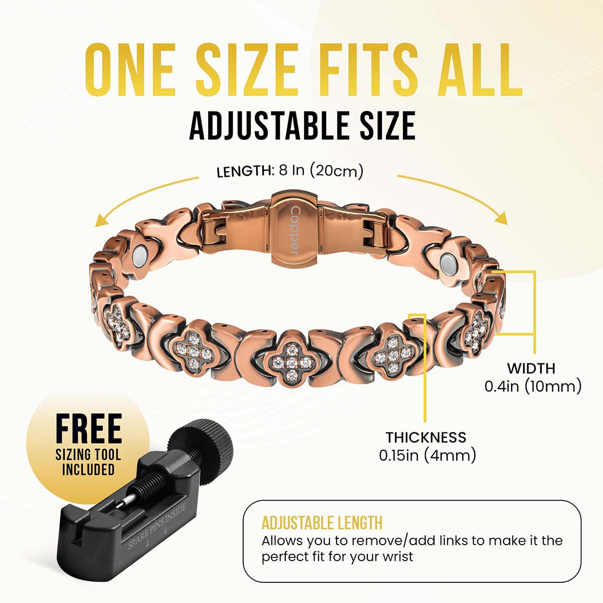 Copper Clover Magnetic Bracelet for Women