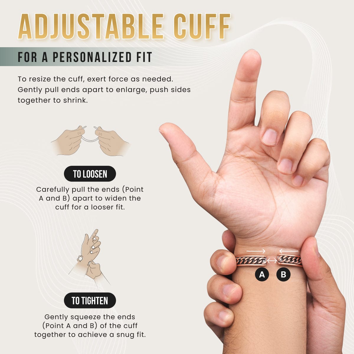 Magnetic Bracelet Curb Chain Inlay Copper Cuff Magnetic Therapy Bracelet for Men & Women MagnetRX