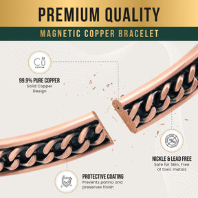 Magnetic Bracelet Curb Chain Inlay Copper Cuff Magnetic Therapy Bracelet for Men & Women MagnetRX