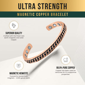 Magnetic Bracelet Curb Chain Inlay Copper Cuff Magnetic Therapy Bracelet for Men & Women MagnetRX
