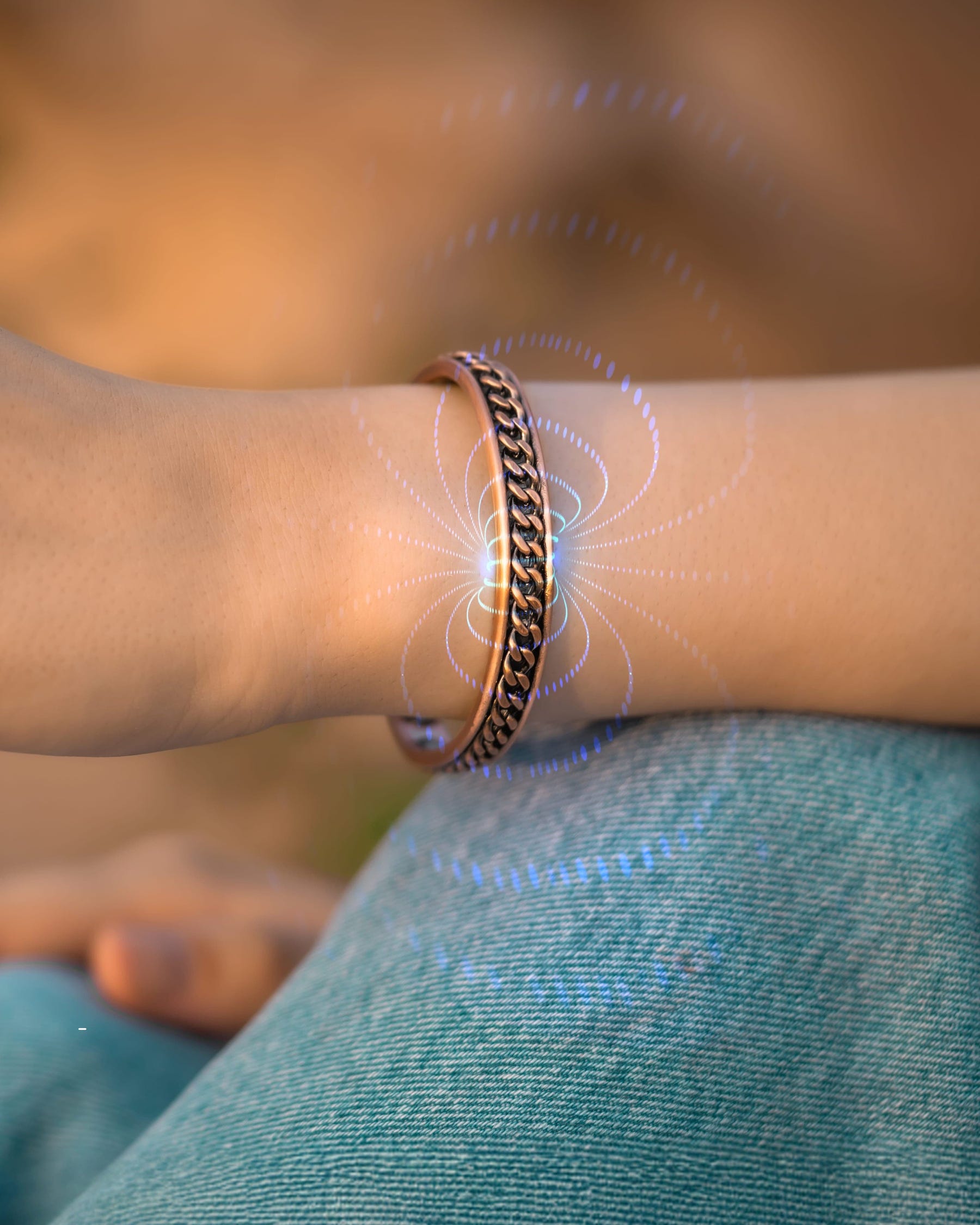 Magnetic Bracelet Curb Chain Inlay Copper Cuff Magnetic Therapy Bracelet for Men & Women MagnetRX