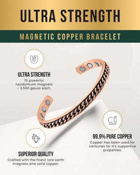 Magnetic Bracelet Curb Chain Inlay Copper Cuff Magnetic Therapy Bracelet for Men & Women MagnetRX