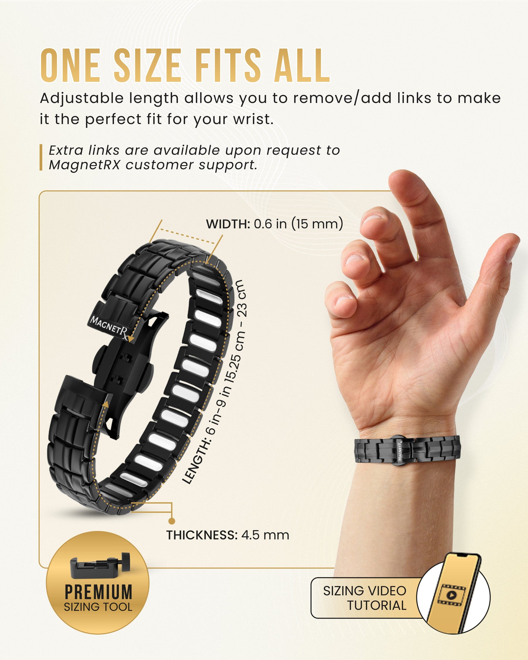 Magnetic Bracelet EllipseMAX Magnetic Bracelet for Men (Black) MagnetRX