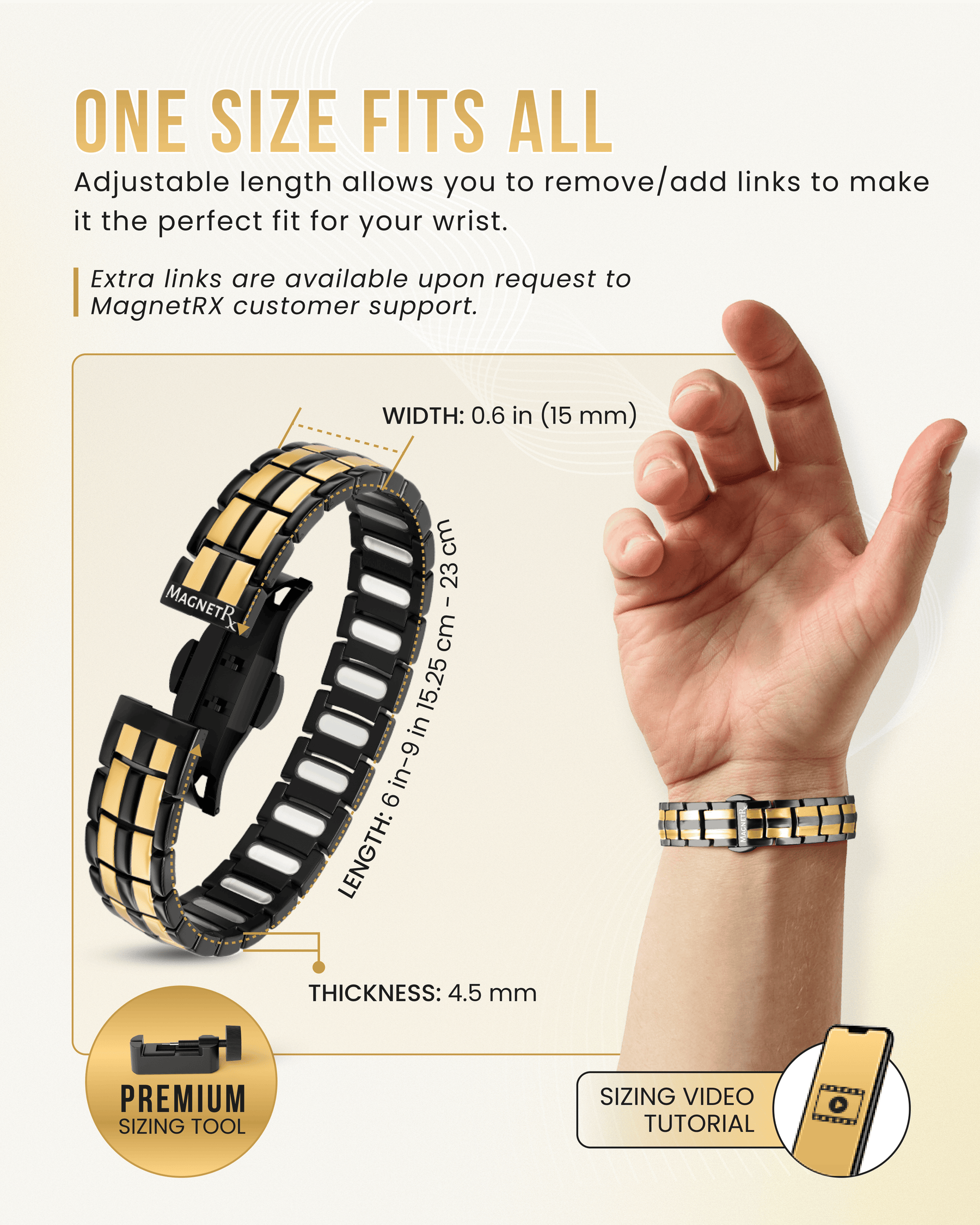Magnetic Bracelet EllipseMAX Magnetic Bracelet for Men (Black & Gold) MagnetRX