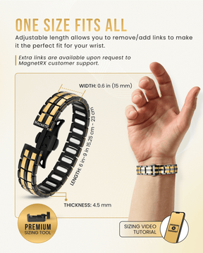 Magnetic Bracelet EllipseMAX Magnetic Bracelet for Men (Black & Gold) MagnetRX